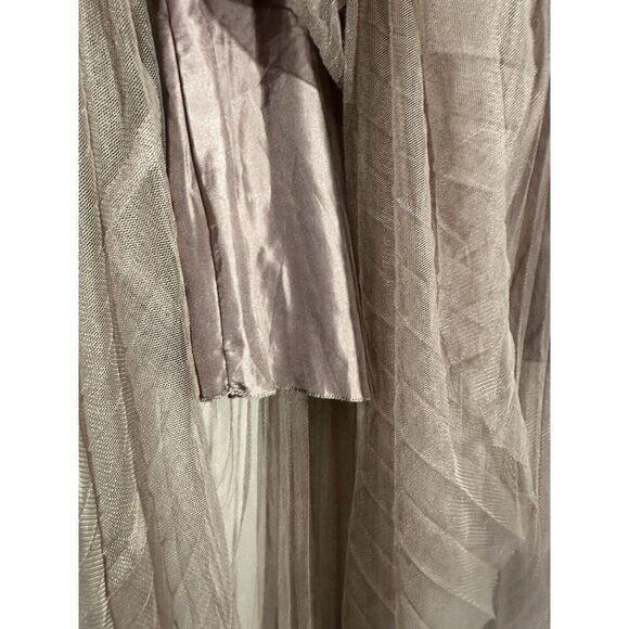 Silvian Heach Sheer Long Skirt Lined Pleated Women’s Size Small Dark Tan - Picture 7 of 7